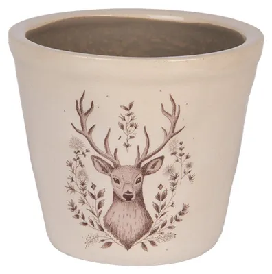 Produktbild von Clayre & Eef Blumentopf Ø 12x11 cm Beige Keramik Hirsch