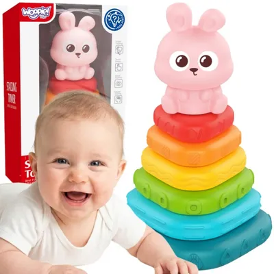 Image de Woopie Baby, pyramide sensorielle pour trier les formes, avec des lapins, dès 6 mois