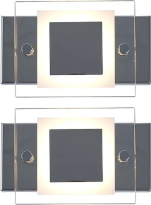 Produktbild von 2er Set LED Wandleuchte, Glas, Chrom, IP44, L 15 cm