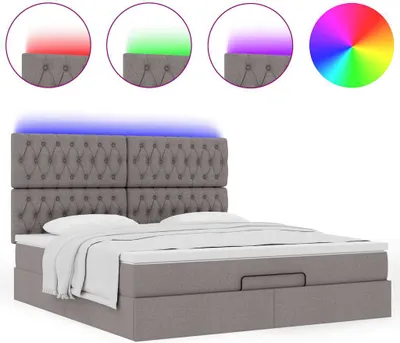 Produktbild von Ottoman-Bett mit Matratze & LEDs Taupe 180x200 cm Stoff