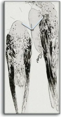 Produktbild von Wohnzimmer-Bild Leinwand Uhr 30x60 Malerei Asiatische Tier Vogel Kunst - weiße Hände
