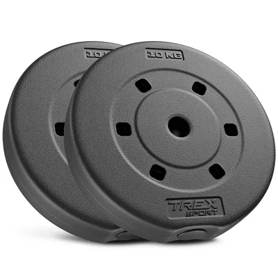 Produktbild von TREX SPORT Hantelscheiben Set 20kg (2x10kg) TX-020DS | Kunststoff Gewichtsscheiben Ø27mm | Fitness Scheiben, Gewichte für Hantel, Hantelgewichte