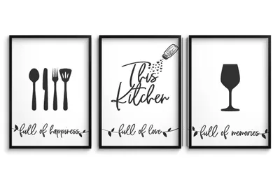 Produktbild von Poster Wandbilder Küche 3 Teilig Poster Set 50x70 cm - ökologische Tinte, Wasserfest -  Poster für wohnzimmer, schlafzimmer