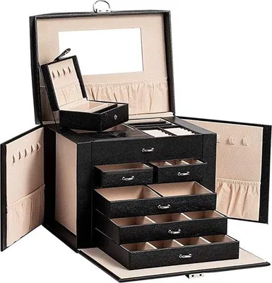 Produktbild von Famanu Schmuckbox für Damen - elegante Reisetasche mit Schubladen
