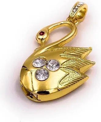 Produktbild von Onwomania Schwan Vogel See Golden USB Stick in Alu Geschenkbox 32 GB USB 2.0