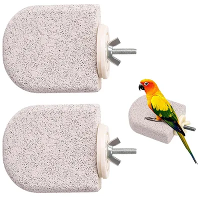 Productafbeelding van 2 Stuks Vogel Zitstangen van Natuurmineraalsteen voor Kleine Vogels
