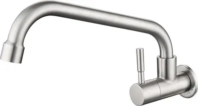 Produktbild von Zhixia Wasserhahn 360° Wandmontage Kaltwasser Küche aus rostfreiem Stahl, Einbauöffnung Ø 25-28 mm