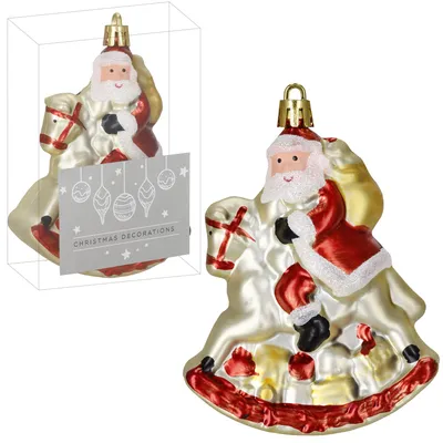 Productafbeelding van Kersthanger | Kerstman | Kerstboomhanger | Wit | Glitters | Kunststof | 11 cm