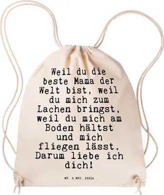 Produktbild von Mr. & Mrs. Panda Sportbeutel Weil du die beste... - Transparent - Geschenk, Beutel, Jutebeutel, Liebe, Muttertag, Stoffbeutel, Sprüche, Rucksackbeutel, Mama Spruch, Danke