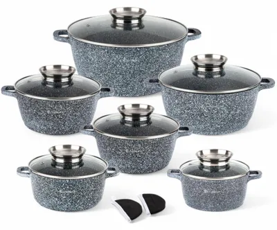 Image de Ensemble de casseroles et de poêles compatible avec les plaques à induction, avec revêtement antiadhésif en céramique