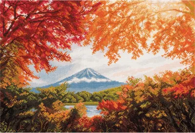 Productafbeelding van Panna Kreuzstich Set "Goldene Serie Japan Berg Fuji", Zählmuster, 40x26,5cm