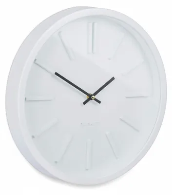 Image de Horloge murale Relaxdays, sans trotteuse, moderne, analogique, pour la cuisine, le salon, le bureau, ronde, Ø 35 cm, blanche