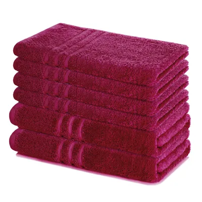 Zdjęcie produktu dla Zestaw ręczników Lavea® Elena, 6-częściowy, 100% bawełna - 4 ręczniki 50x100 cm, 2 duże ręczniki 70x140 cm, zestaw ręczników - kolor bordo