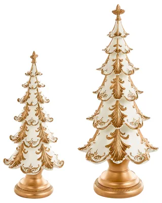 Zdjęcie produktu dla BELIANI Zestaw 2 dekoracji świątecznych złoty żywica syntetyczna figurki choinki bożonarodzeniowa ozdoba