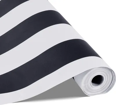 Zdjęcie produktu dla Samoprzylepna tapeta VEVOR, 45 cm x 15 m, tapeta, folia samoprzylepna z paskami w kolorze czarnym i białym, wodoodporna, folia meblowa, dekoracyjna rolka winylowa do sypialni, kuchni, biura, łazienki
