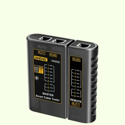 Image de ANENG M469D Testeur de câble réseau Instrument d'appairage pour lignes téléphoniques RJ11 RJ45 avec indicateur LED, vérification tout ou rien/ câble réseau blindé/ test longue distance