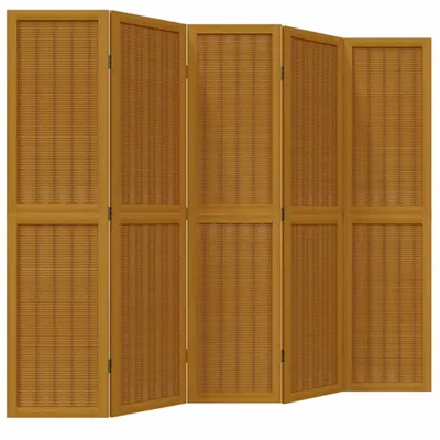 Immagine prodotto di Divisorio Ambienti 5 Pannelli Marrone Legno Massello Paulownia