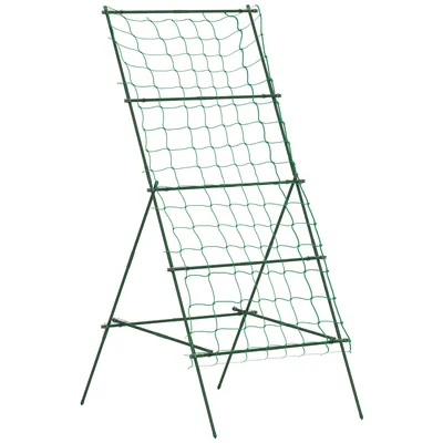 Image de Outsunny Treillis en acier inoxydable à planter Support pour plantes grimpantes en forme de A Vert