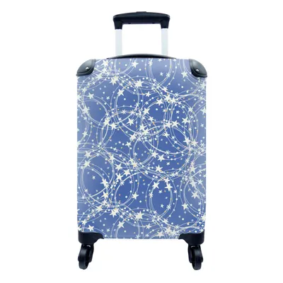 Produktbild von MuchoWow® Koffer Handgepäck Trolley Rollkoffer Kleine Reisekoffer mit 4 Rollen - Schlittschuhe - Sterne - Winter - Weihnachten - Muster - Cabin Size < 55x40x23 cm & 55x40x20 cm - Fotokoffer - Kabinenkoffer - Boardgepäck - Reise-Box - Reisekoffer - Reisegepäck - Koffer mit Bild - Trolley für Kinder