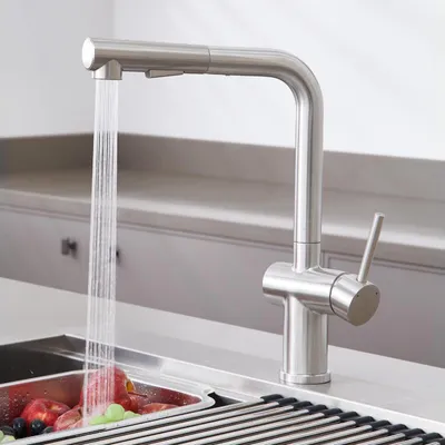 Obrázok produktu pre Kúpeľňová batéria s nízkym tlakom, trojcestný kuchynský kohútik s výsuvnou sprchovou hlavicou