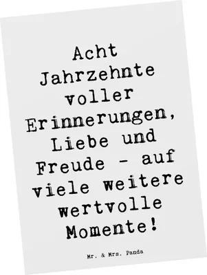 Produktbild von Mr. & Mrs. Panda Postkarte Spruch 80. Geburtstag Erinnerungen - Weiß - Geschenk, einzelkarte, Ansichtskarten, Postkarten, Fotokarte, besondere Momente, Geburtsjahr, Liebe