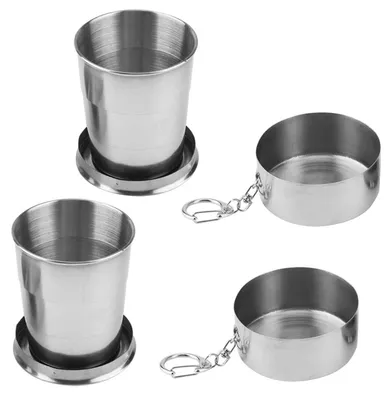 Productafbeelding van Set van 2 inklapbare roestvrijstalen bekers - 250 ml