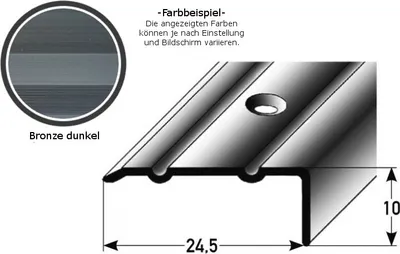Produktbild von Winkelprofil "Salerno" / Winkelprofil 24,5 mm Typ: 88/89 (Aluminium eloxiert, gebohrt oder selbstklebend) -bronze dunkel-2000-gebohrt-10 mm