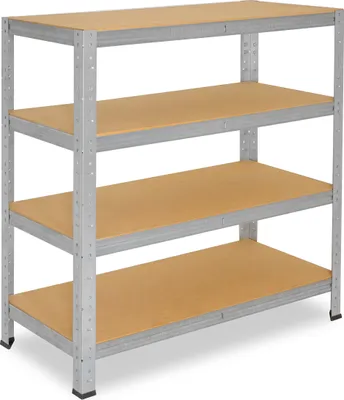 Produktbild von shelfplaza® HOME 115x110x45cm Schwerlastregal verzinkt / Metallregal mit 4 Böden / als Kellerregal, Garagenregal, Werkstattregal oder Lagerregal / Steckregal Metall mit 175kg Tragkraft