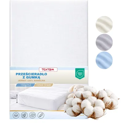 Produktbild von TEXTOM Kinder Spannbettlaken Jersey 100% Baumwolle 70x140 cm Weiß für Matratzen bis 15 cm Steghöhe