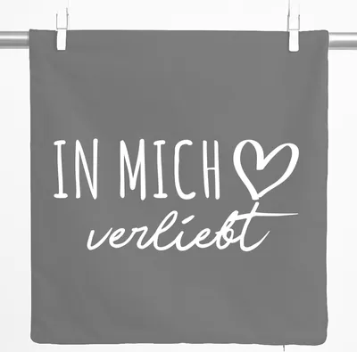 Produktbild von Huuraa Kissenbezug In mich verliebt 40x40cm Steel Grey Baumwolle Dekokissenbezug Geschenkidee
