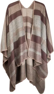 Produktbild von styleBREAKER Poncho mit Streifen Muster, Überwurf Cape, Wendeponcho, Damen 08010009