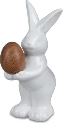 Produktbild von Deko Hase Keramik Osterhase Ei Oster Tier Figur Mann Kaninchen Skulptur Objekt