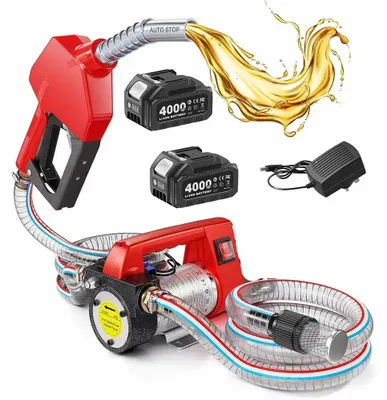 Image de Pompe à carburant diesel - Pompe électrique sans fil - 12 gallons par minute - Moteur sans balais - Tuyaux de 2 mètres - 2 batteries de 4,0 Ah - 18 V