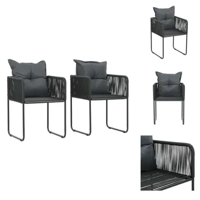 Image de vidaXL Chaises de jardin 2 pcs. avec coussins Poly Rotin Noir - Chaises de jardin