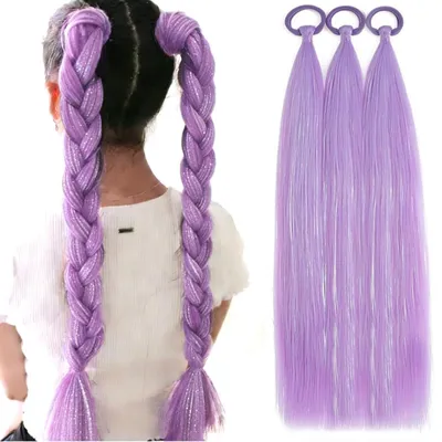 Immagine prodotto di Estensioni per capelli intrecciate, 3 pezzi, 24 pollici, fibra sintetica viola