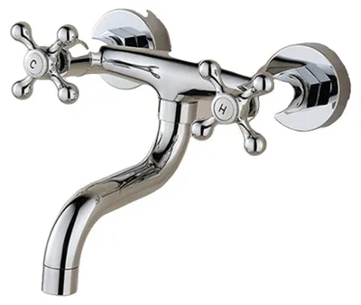Produktbild von Waschtischarmatur, Wandmontage, 360° Drehung, Silber