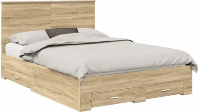 Image de Cadre de lit Chêne Sonoma 150 x 200 cm Bois d'ingénierie