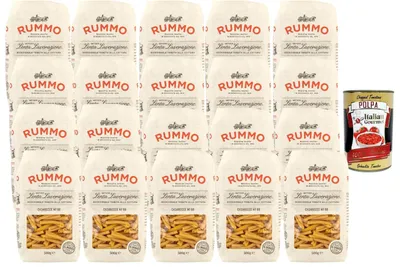 Produktbild von Rummo Italian Gourmet Bundle 20x Casarecce N. 88 500 g + Italian Gourmet Polpa – italienische Pasta aus Hartweizengrieß, bronzebearbeitete Casarecce für Pasta-Saucen, Vorrat und mediterrane Küche