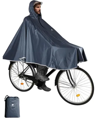 Produktbild von Regenponcho für Radfahren, Camping, Wandern, Grau, Einheitsgröße