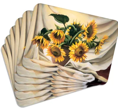 Produktbild von MG Design Set aus 6 Kork-Platzsets - Sunflowers - 30 x 40 cm - hitzebeständig & abwischbar, mit Korkrückseite