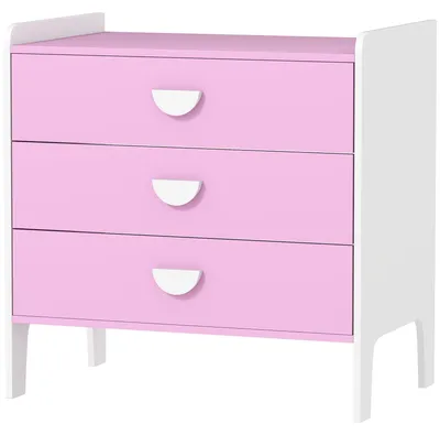 Immagine prodotto di Comodino per bambini con 3 cassetti, ideale per la cameretta | Colore: rosa, bianco | Dimensioni: 40x60x60 cm