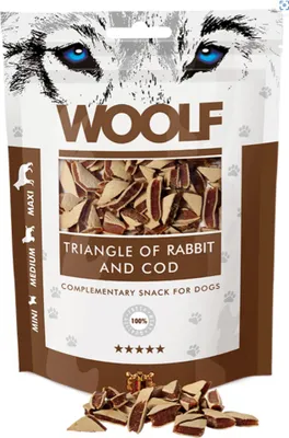 Image de WOOLF pochoutka Triangle de lapin et de morue 100g