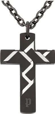 Produktbild von Police Halskette Kreuz Edelstahl Anhänger PJ26478PSU.02 schwarz