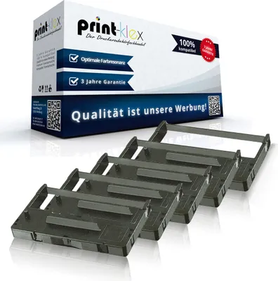 Produktbild von 5x Kompatible Schriftbänder für Epson ERC 11 Sharp 4100 5200 5200Series 5210 ER4110SExternalPTR ER52BR ER52GMI ER52SP ER5200 ER5200Series ER5210 ER6750 H1750 ERC11B Nylon Color Office Serie