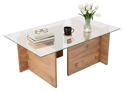 Produktbild von Azriel - Couchtisch, 105x65x40h cm Braun Kiefer, Zeitungsablage