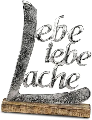 Produktbild von Formano Lebe, Liebe, lache 32cm aus Alu auf Mango Holz