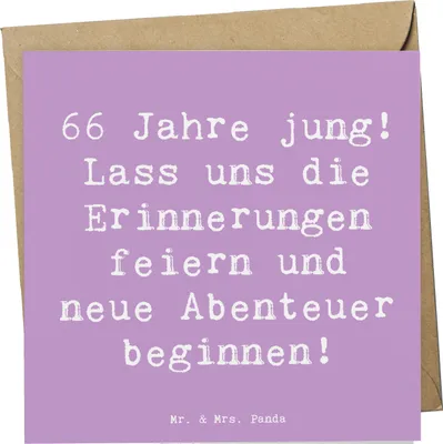 Produktbild von Mr. & Mrs. Panda Grußkarte Spruch 66. Geburtstag Feiern - Lavendeltraum - Geschenk, Geschenke, Klappkarte, doppelkarte, unvergesslicher Moment, anlasskarte, faltkarte