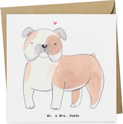 Produktbild von Mr. & Mrs. Panda Klappkarte Englische Bulldogge Moment - Weiß - Geschenk, doppelkarte, faltkarte, Glückwunschkarte, Grußkarte, anlasskarte