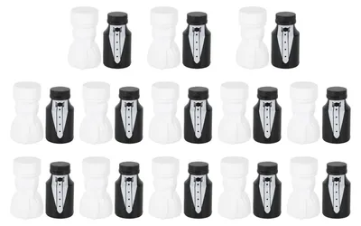 Produktbild von 26 Stück Hochzeitsblasenflaschen in Braut- und Bräutigamform, Mini-Partyflasche für Jahrestag, Verlobung, Brautfeier, Schwarz und Weiß