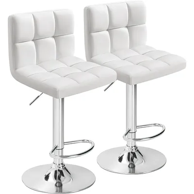 Produktbild von Barhocker 2er Set Höhenverstellbar Kunstleder mit Lehne Barstuhl Bar Hocker Stool BarChair Barsessel Küchenstühle mit Rückenlehne Fußstütze Metallrahmen